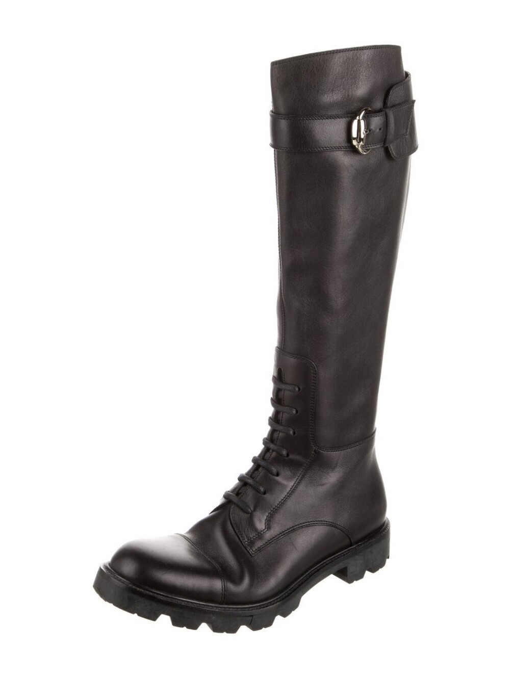 Gucci Horsebit Accent Leather Combat Boots Black Leather Sz 9 Moto Grunge Luxury